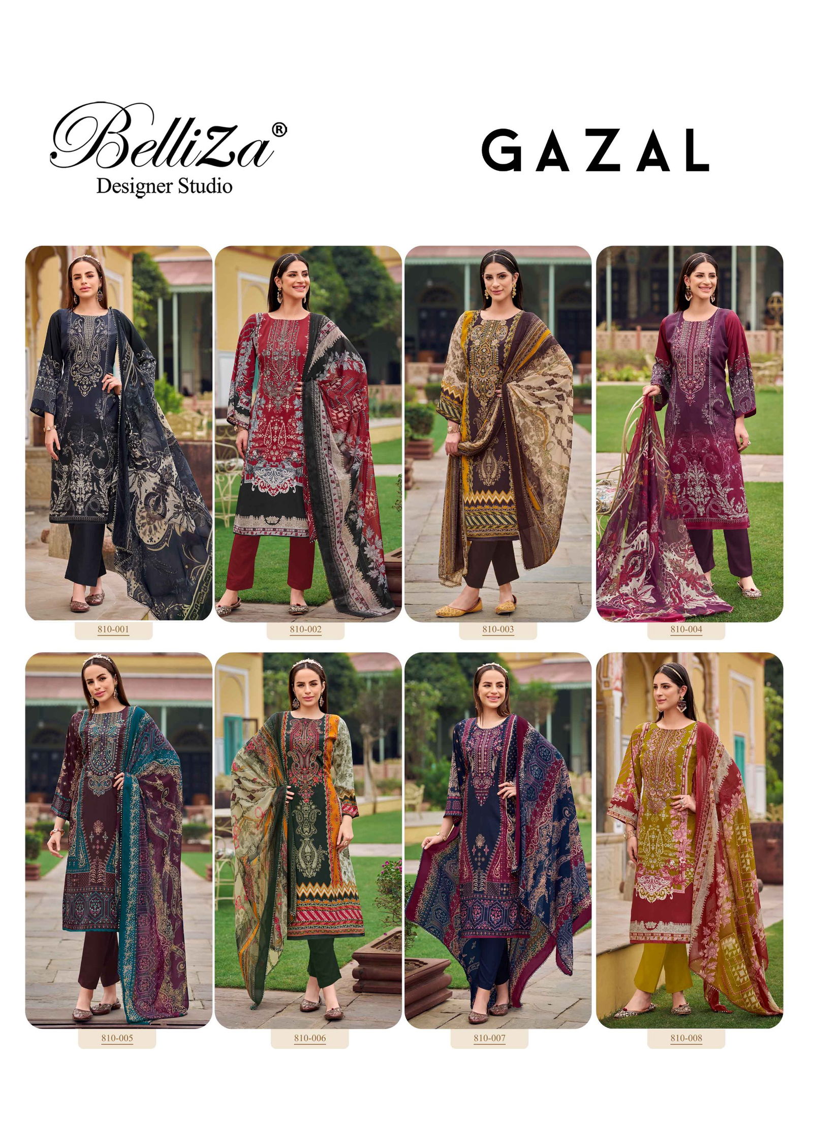 Gazal Vol 2 By Belliza Crepe Embroidered Dress Material Exporters In India